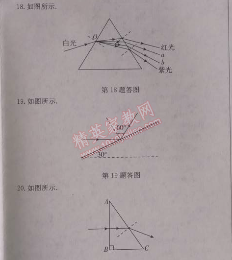 2014年啟東中學(xué)作業(yè)本八年級物理上冊人教版 第四章檢測卷