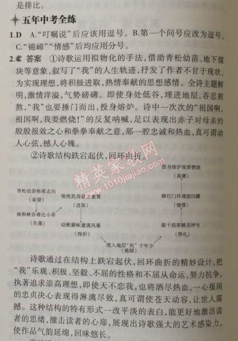 2014年5年中考3年模拟初中语文九年级上册人教版 一单元1