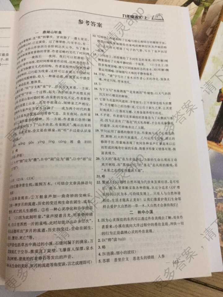 2015课时学案作业本九年级上册语文苏教版答