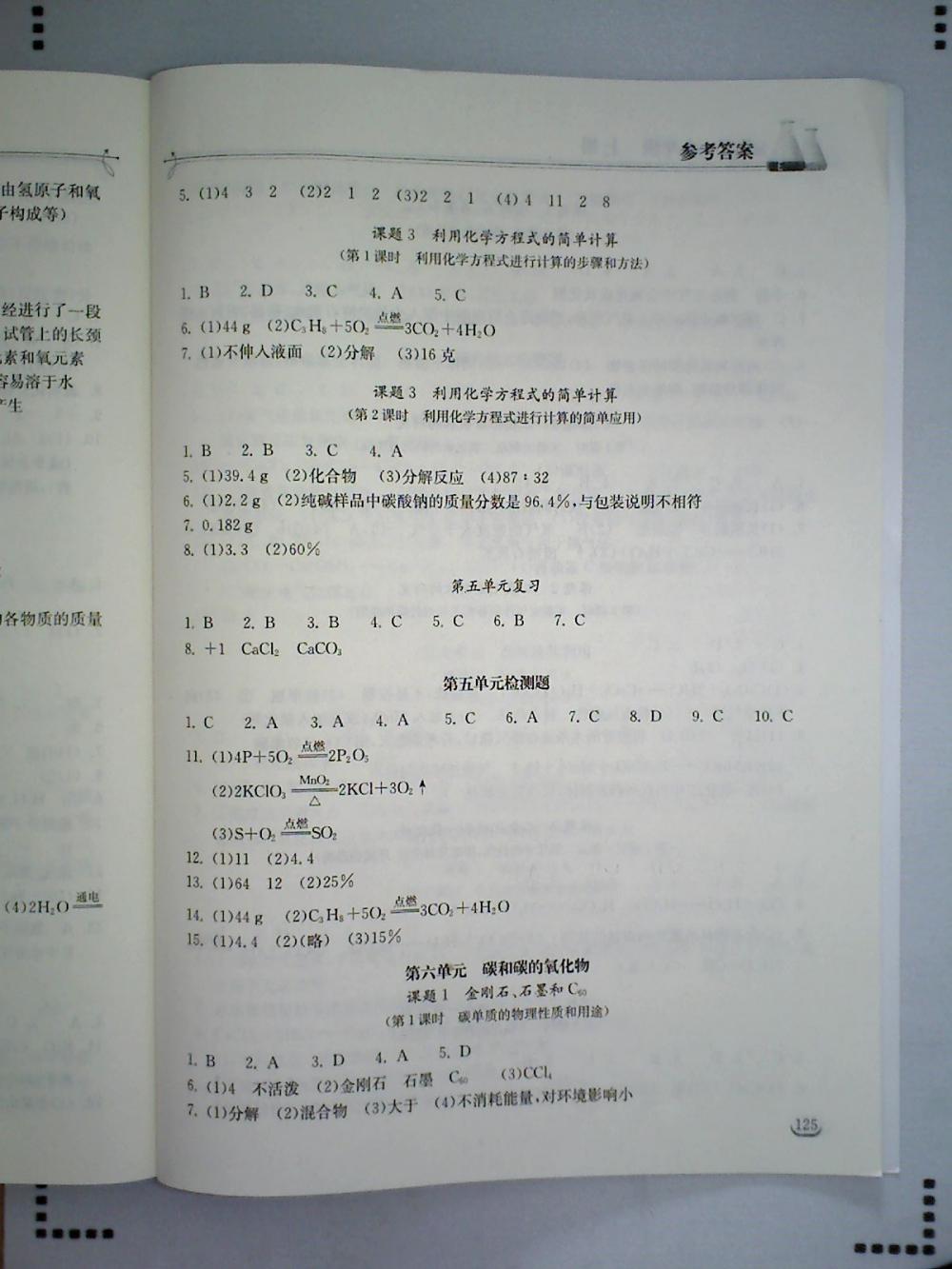 2015长江作业本同步练习册九年级化学上册人教版 第10页