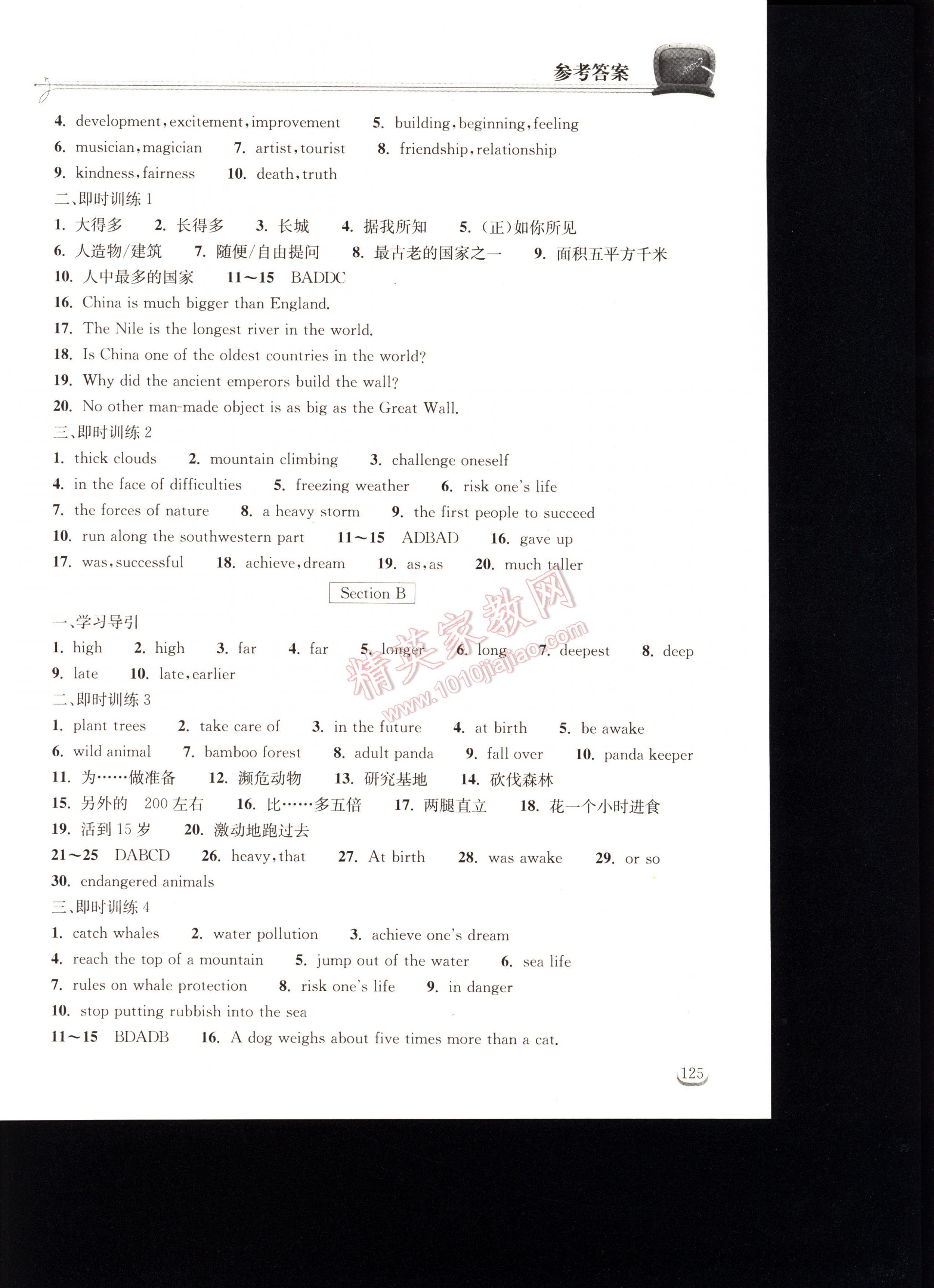 2016长江作业本同步练习册英语八年级下册人教版 第125页