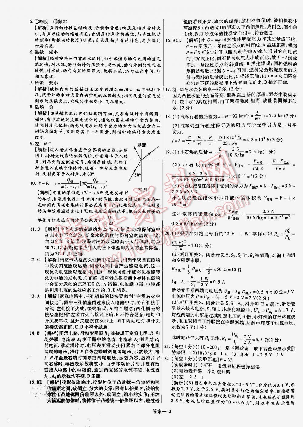 2016年金考卷山東中考45套匯編物理 第42頁