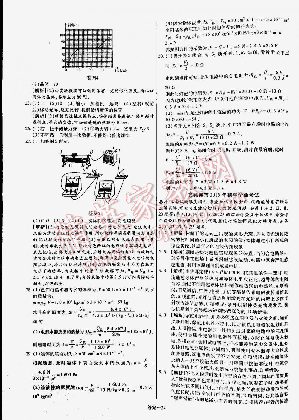 2016年金考卷山東中考45套匯編物理 第24頁