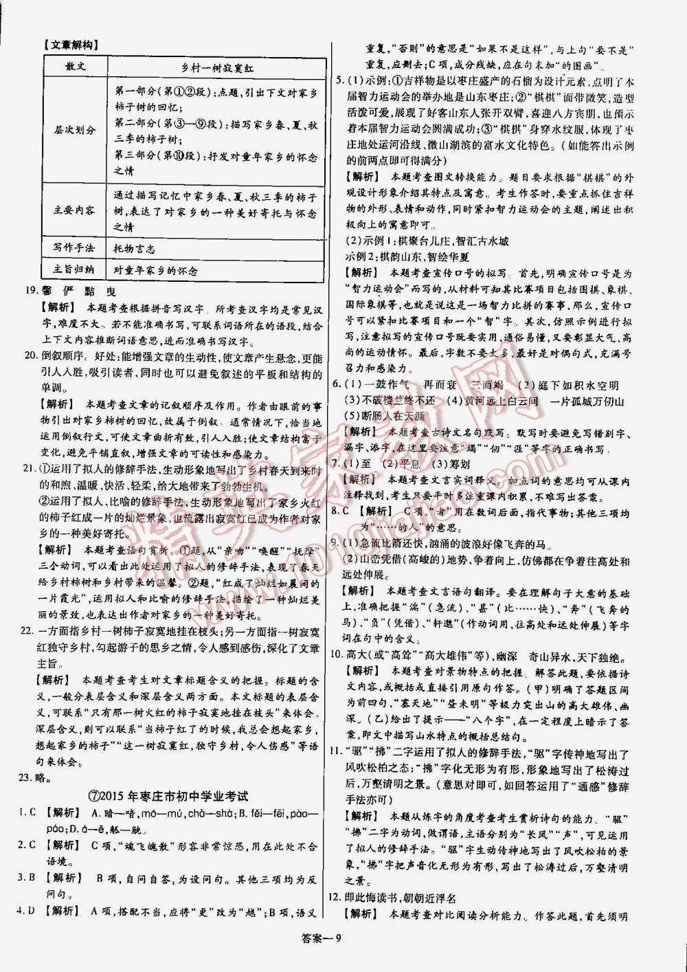 2016年金考卷山东中考45套汇编语文 第9页