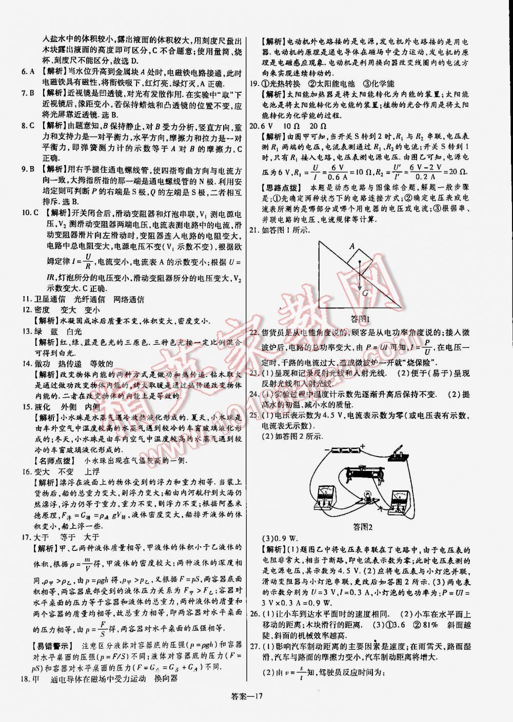 2016年金考卷山東中考45套匯編物理 第17頁