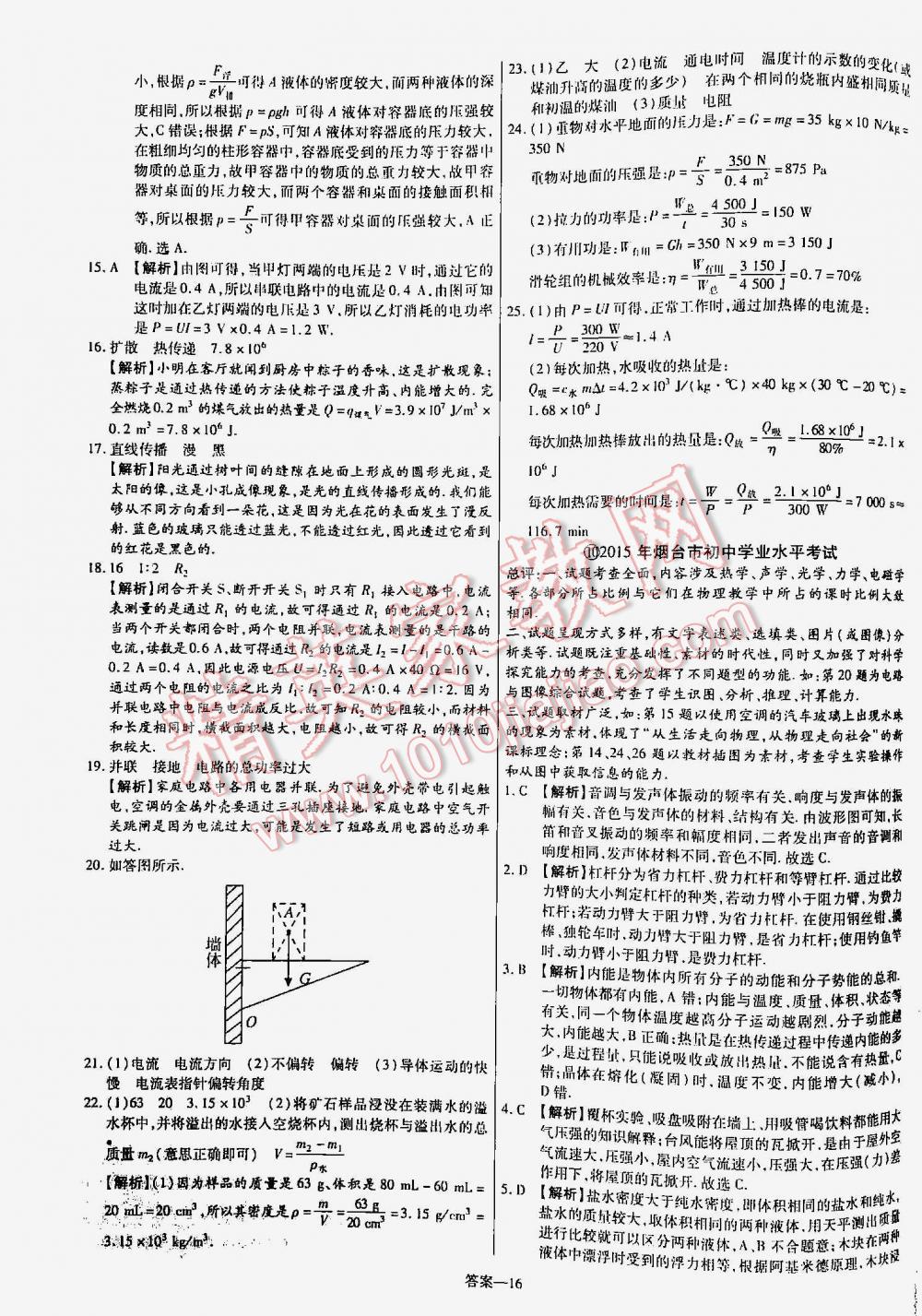 2016年金考卷山東中考45套匯編物理 第16頁(yè)