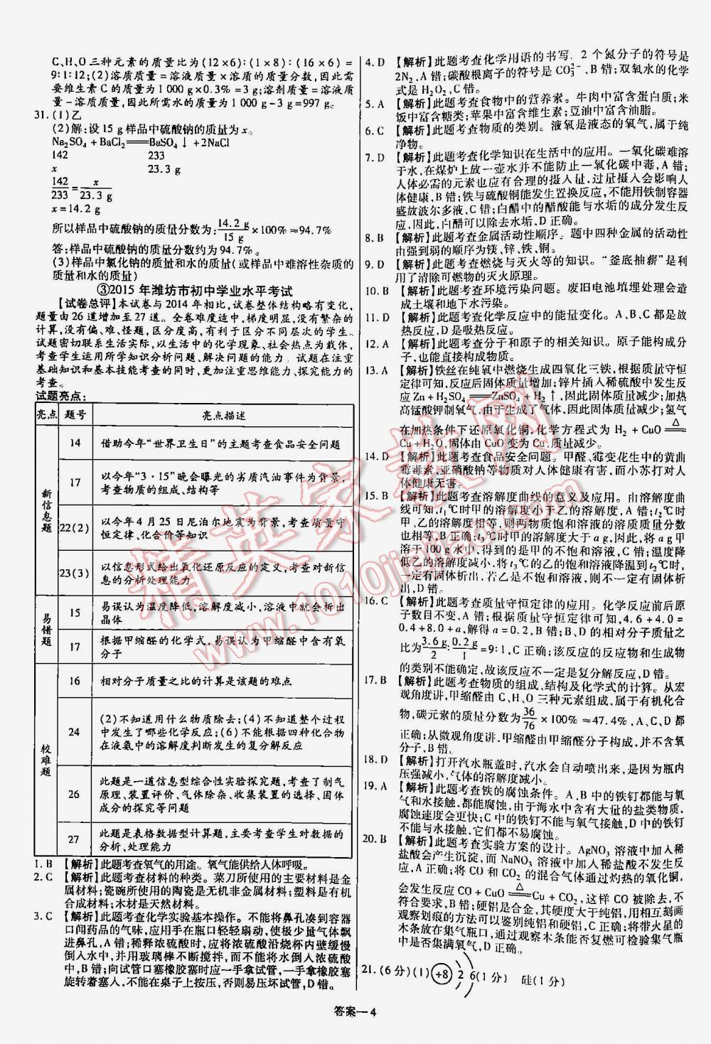 2016年金考卷山東中考45套匯編化學(xué) 第4頁