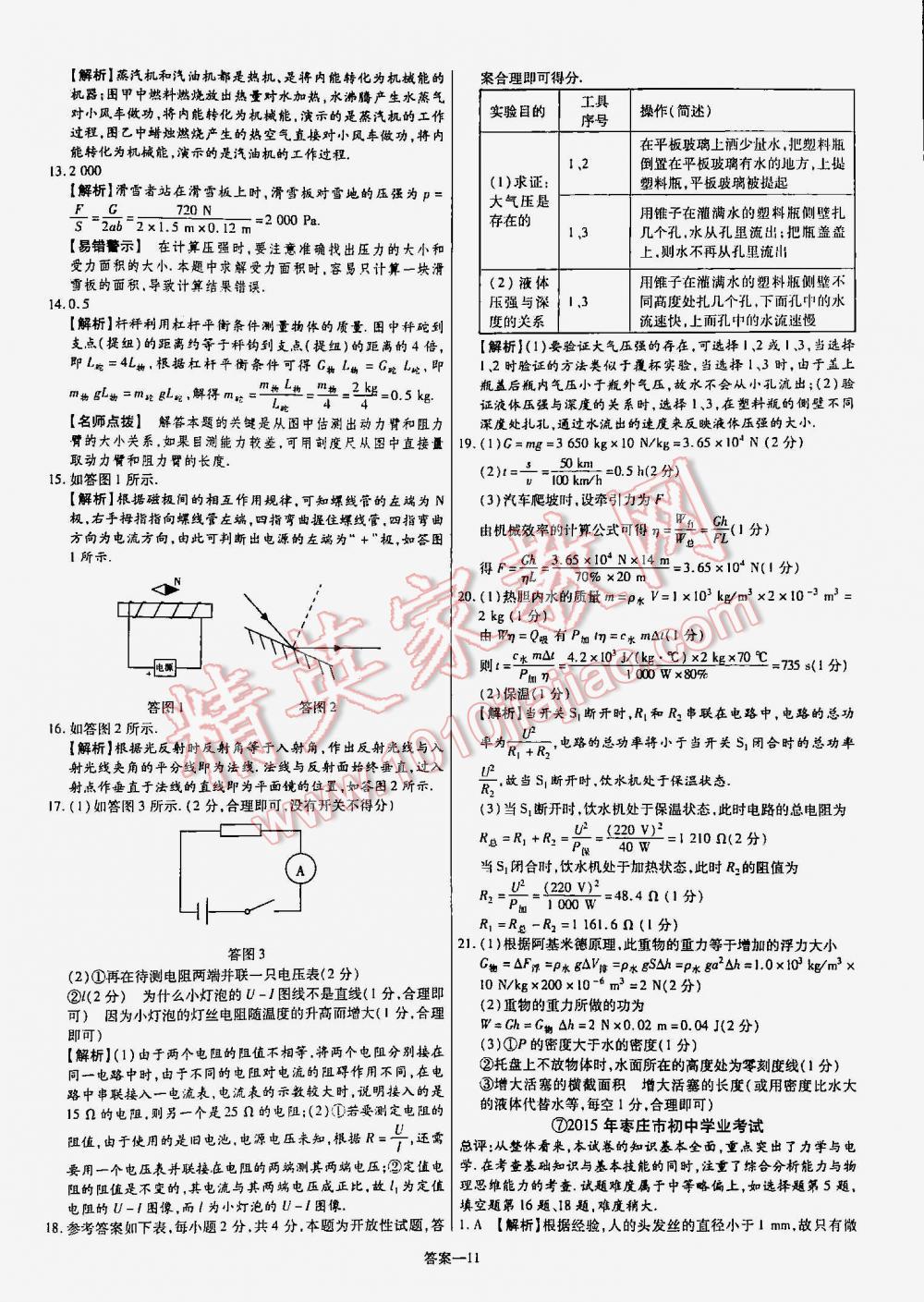 2016年金考卷山東中考45套匯編物理 第11頁(yè)