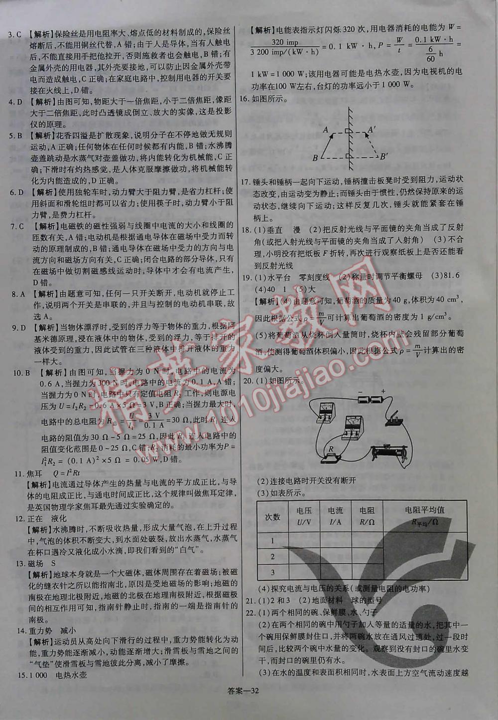 2016年金考卷浙江中考45套匯編科學(xué) 第32頁