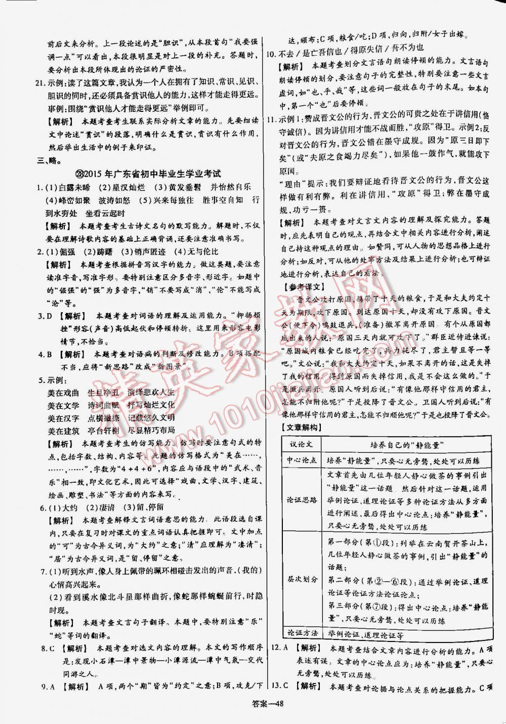 2016年金考卷山东中考45套汇编语文 第48页