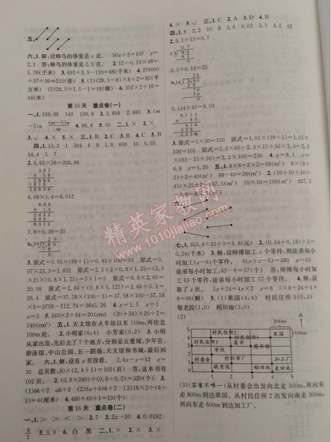 2015年贏在假期期末加寒假五年級(jí)數(shù)學(xué)人教版 0