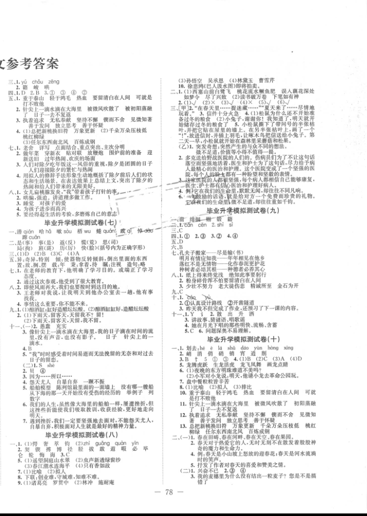 2016年走进名校小学毕业升学模拟测试卷语文 第2页