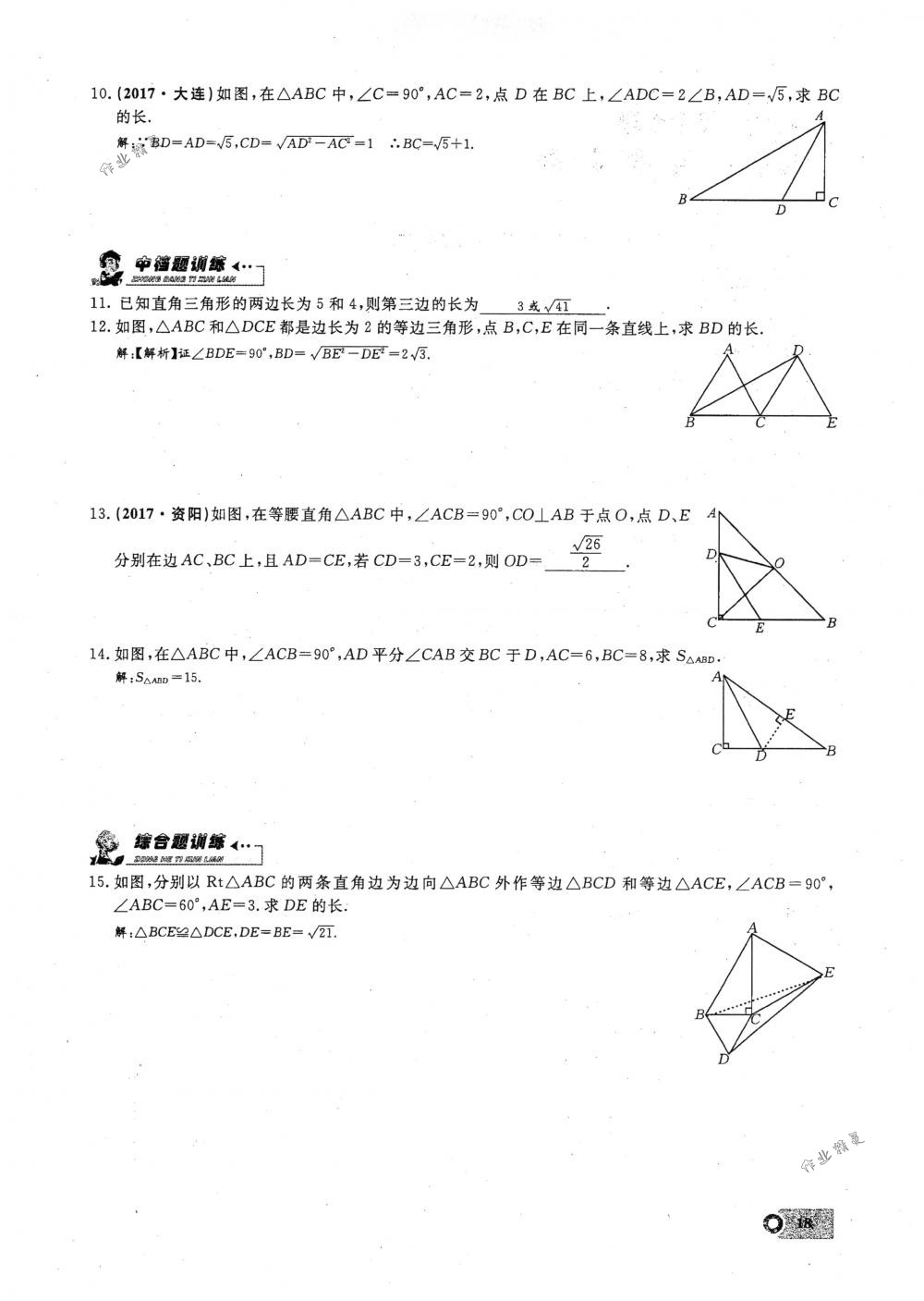 2018年思维新观察八年级数学下册人教版 第18页