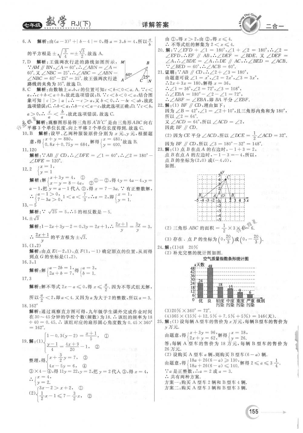 2018年紅對(duì)勾45分鐘作業(yè)與單元評(píng)估七年級(jí)數(shù)學(xué)下冊(cè)人教版 參考答案第39頁