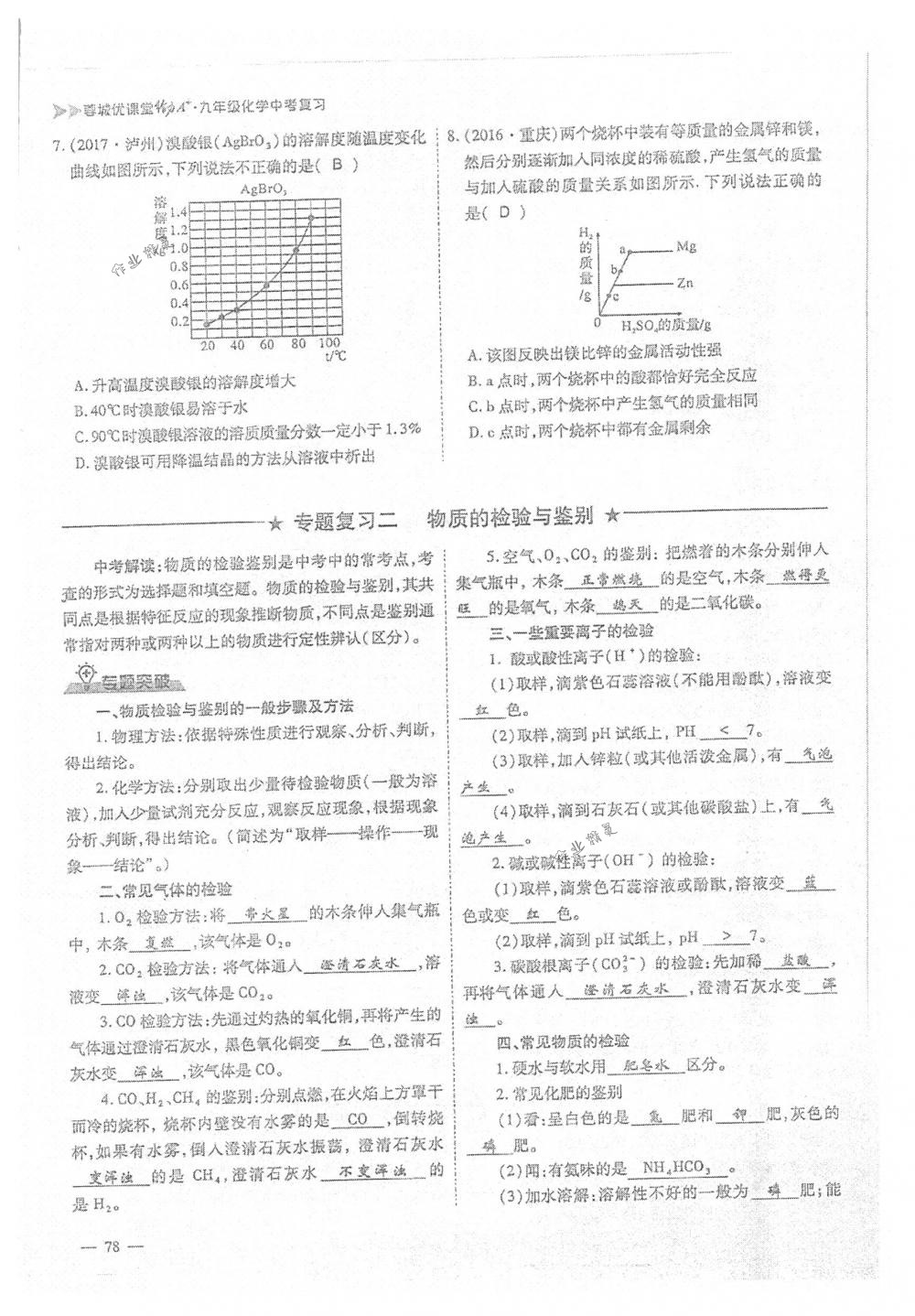 2018年蓉城优课堂给力A+九年级化学下册人教版 第78页