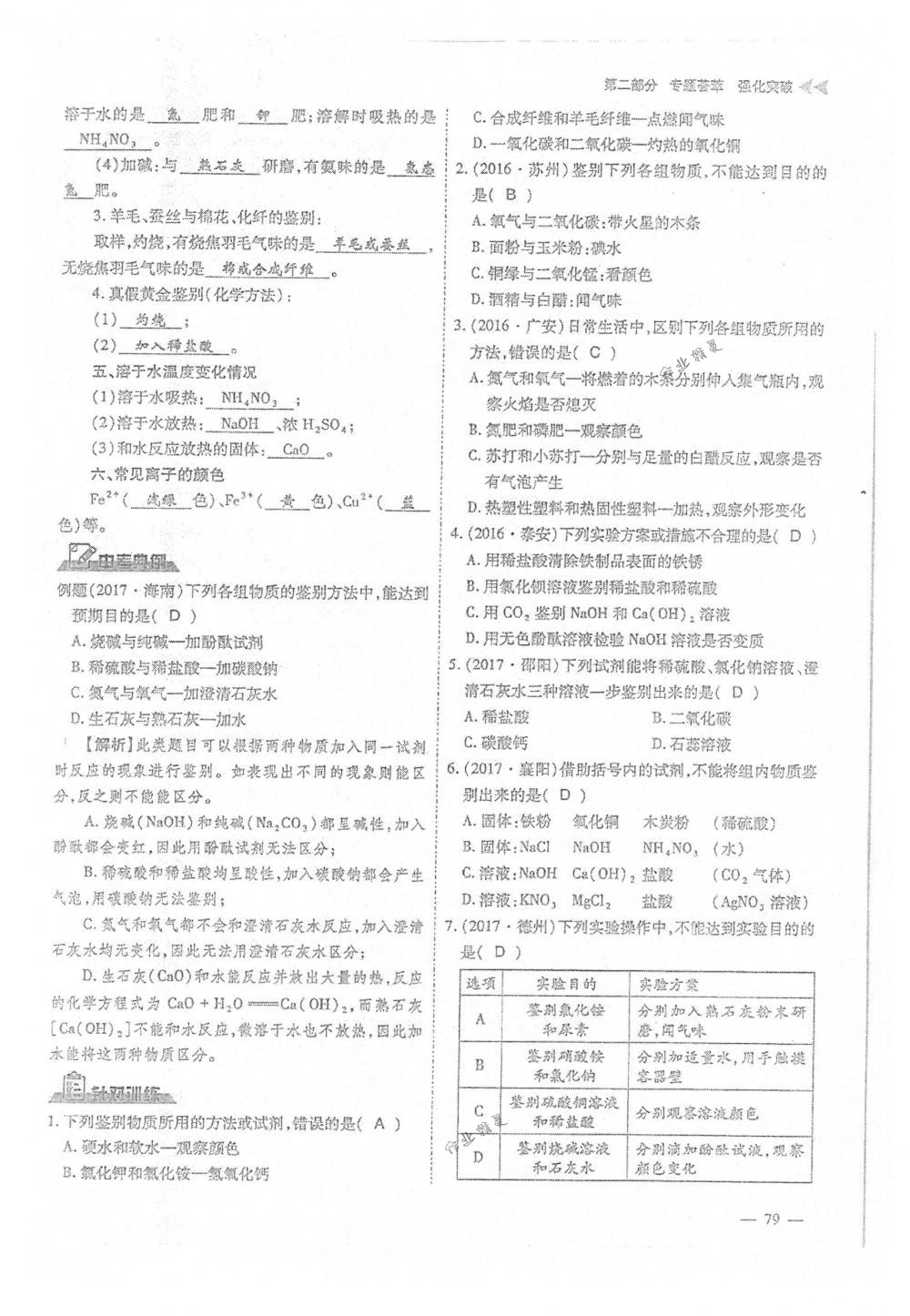 2018年蓉城优课堂给力A+九年级化学下册人教版 第79页