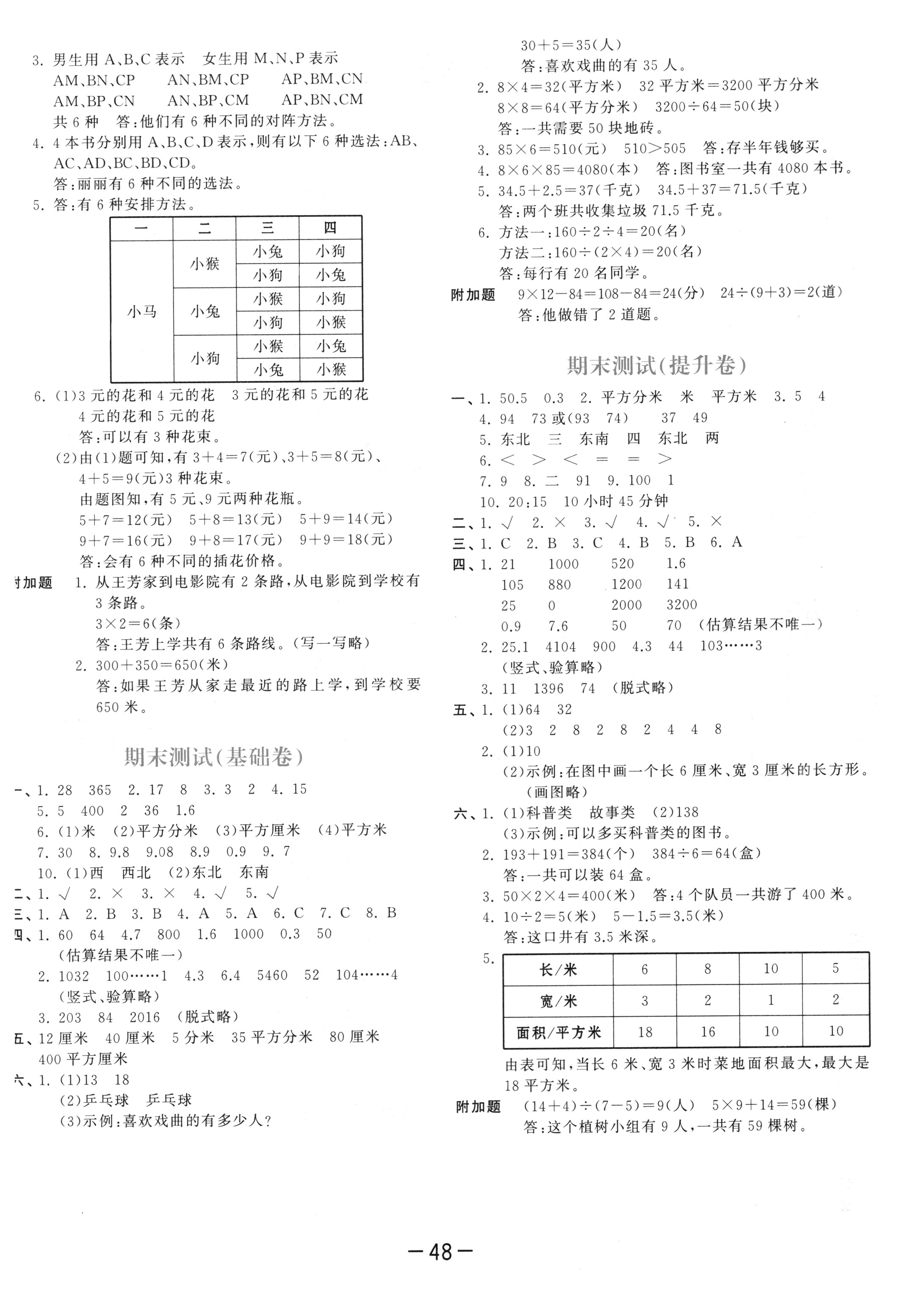 2018年53天天練三年級數學下冊人教版 參考答案第52頁