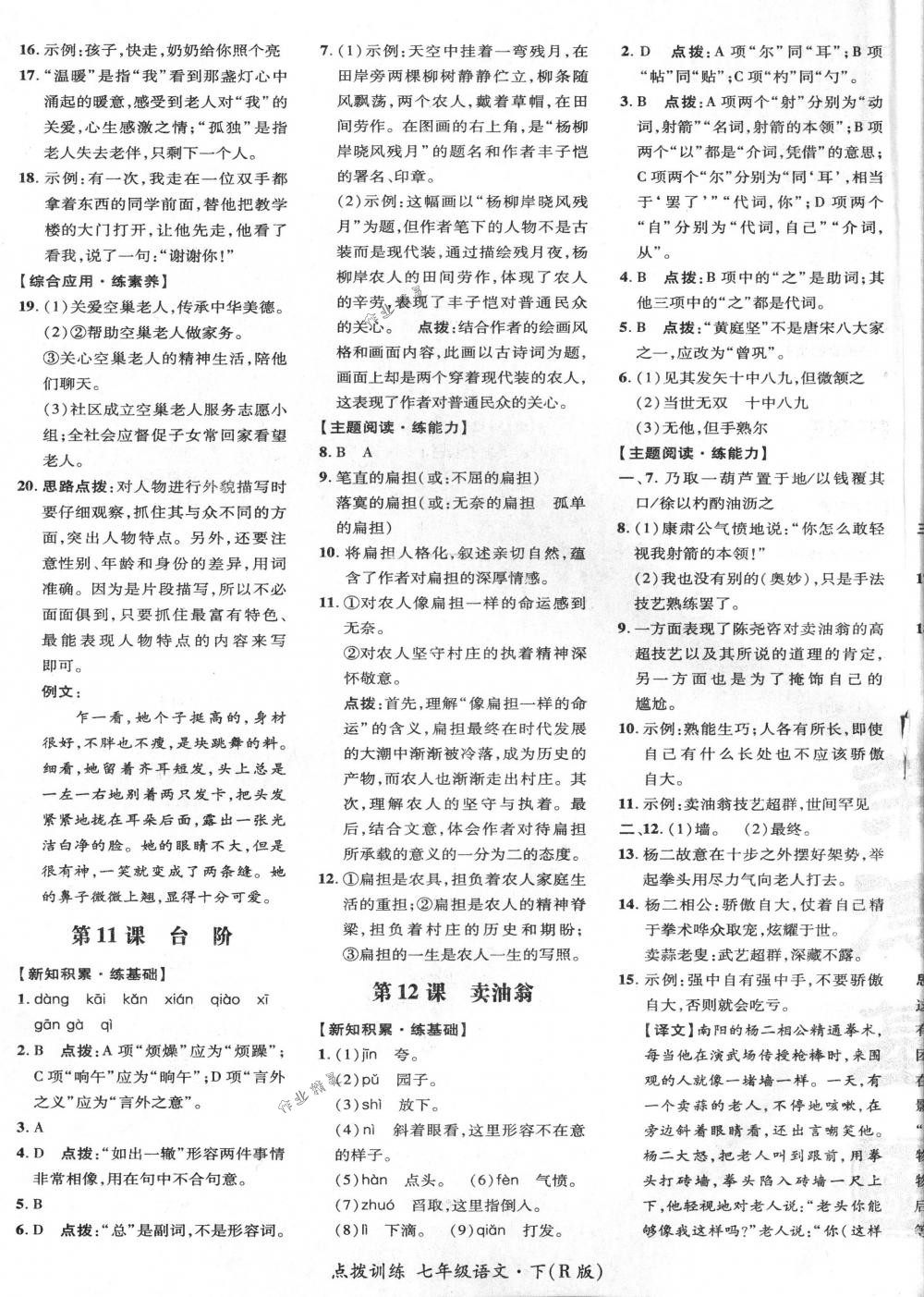 2018年點(diǎn)撥訓(xùn)練七年級(jí)語文下冊人教版 第13頁