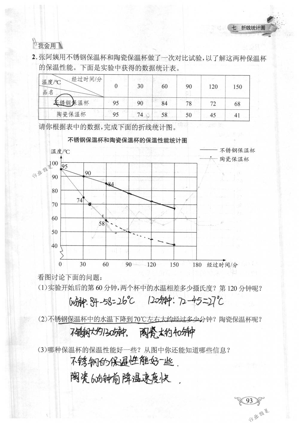 2018年长江作业本同步练习册五年级数学下册人教版 第93页
