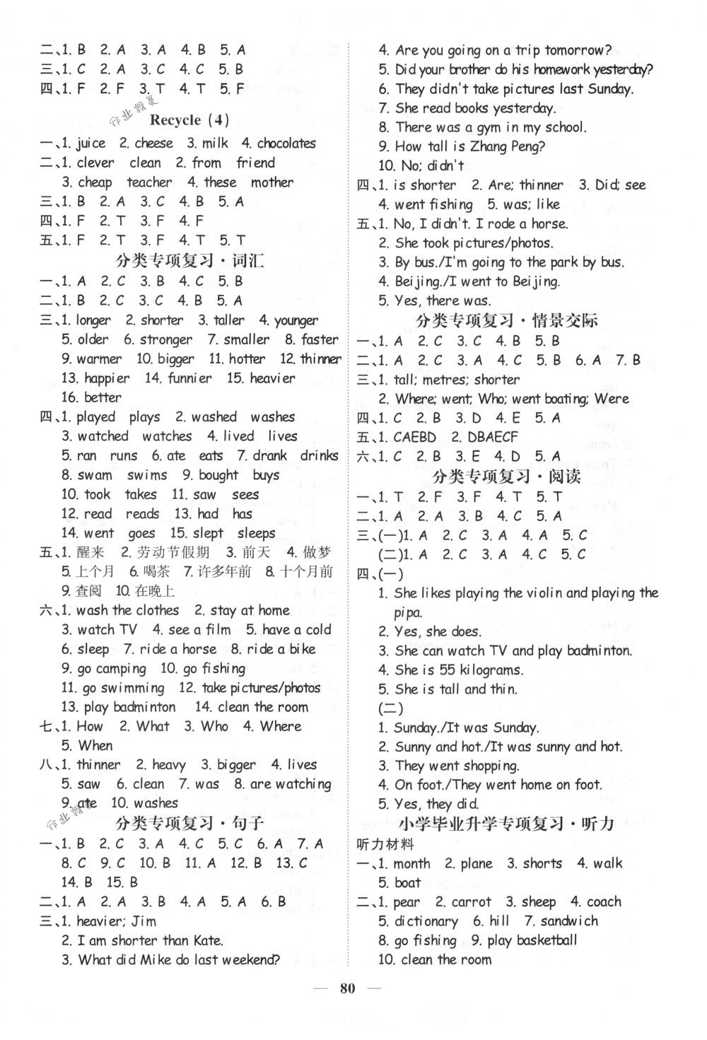 2018年陽光同學(xué)課時(shí)優(yōu)化作業(yè)六年級(jí)英語下冊(cè)人教PEP版 第4頁