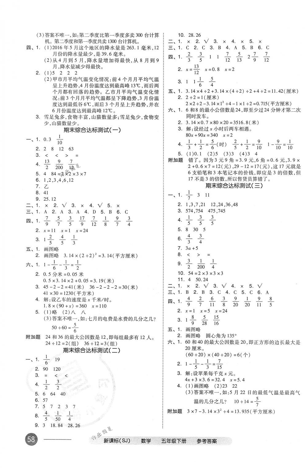 2018年全品小復(fù)習(xí)五年級數(shù)學(xué)下冊蘇教版 第7頁