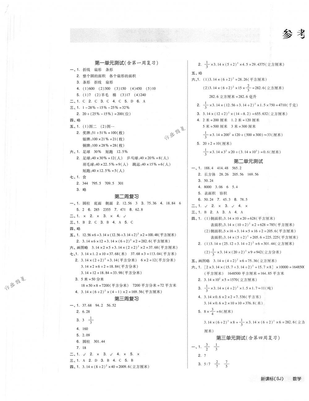 2018年全品小復(fù)習(xí)六年級數(shù)學(xué)下冊蘇教版 第1頁