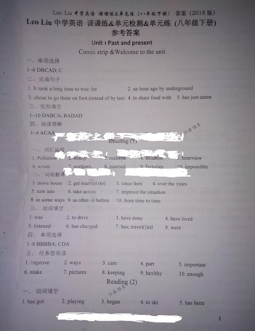 2018年LeoLiu中学英语课课练八年级英语下册译林版 第1页