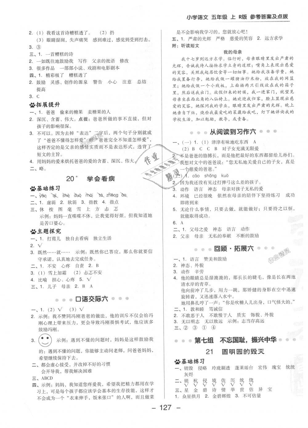 2018年綜合應(yīng)用創(chuàng)新題典中點五年級語文上冊人教版 第13頁