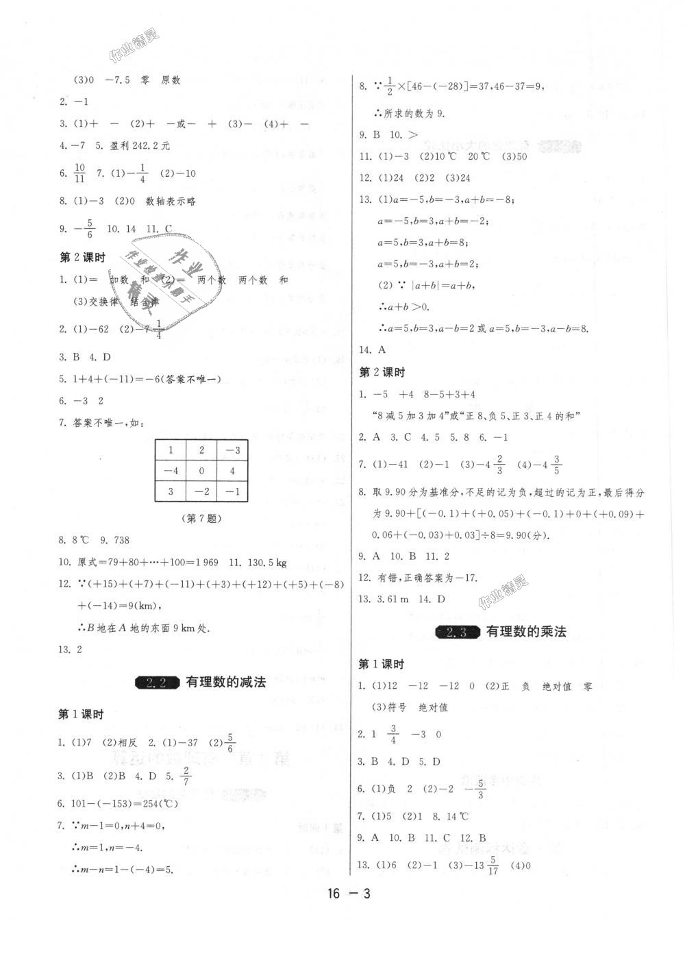 2018年1課3練單元達(dá)標(biāo)測(cè)試七年級(jí)數(shù)學(xué)上冊(cè)浙教版 第3頁