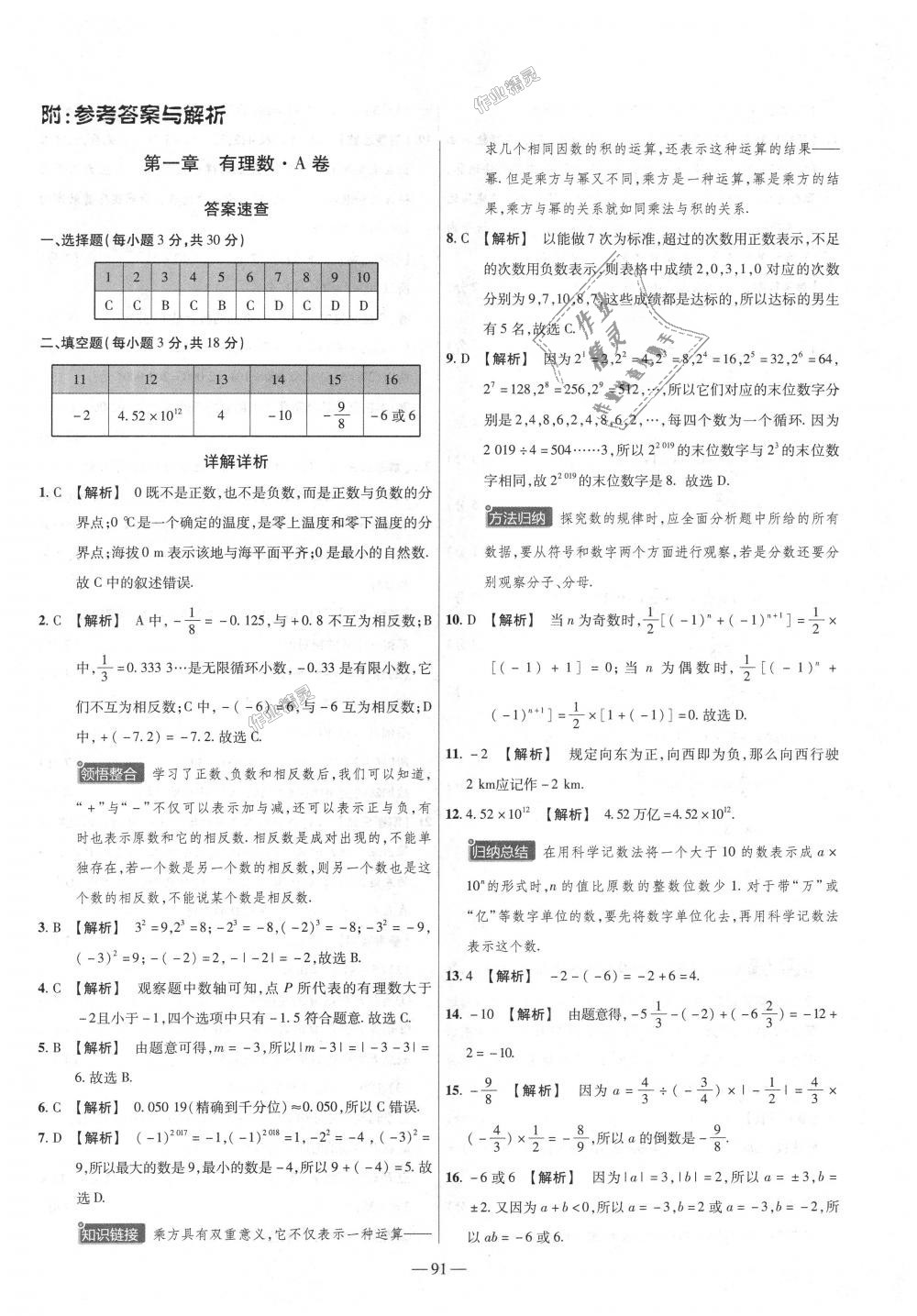 2018年金考卷活頁題選七年級數(shù)學(xué)上冊人教版 第1頁