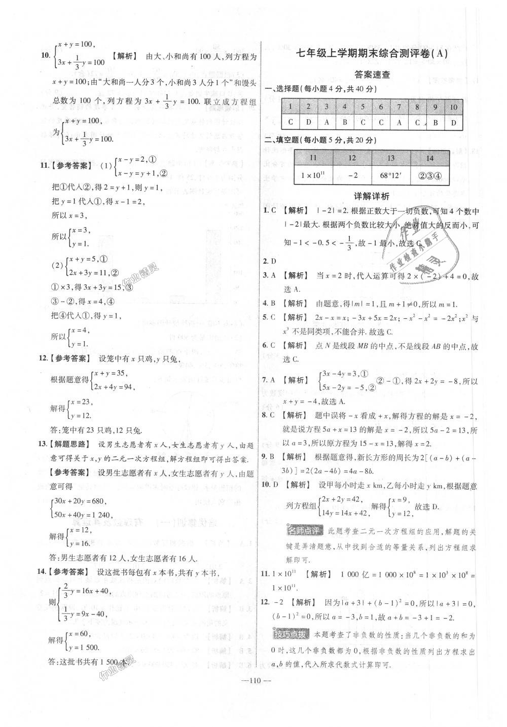 2018年金考卷活頁題選七年級數(shù)學(xué)上冊滬科版 第20頁