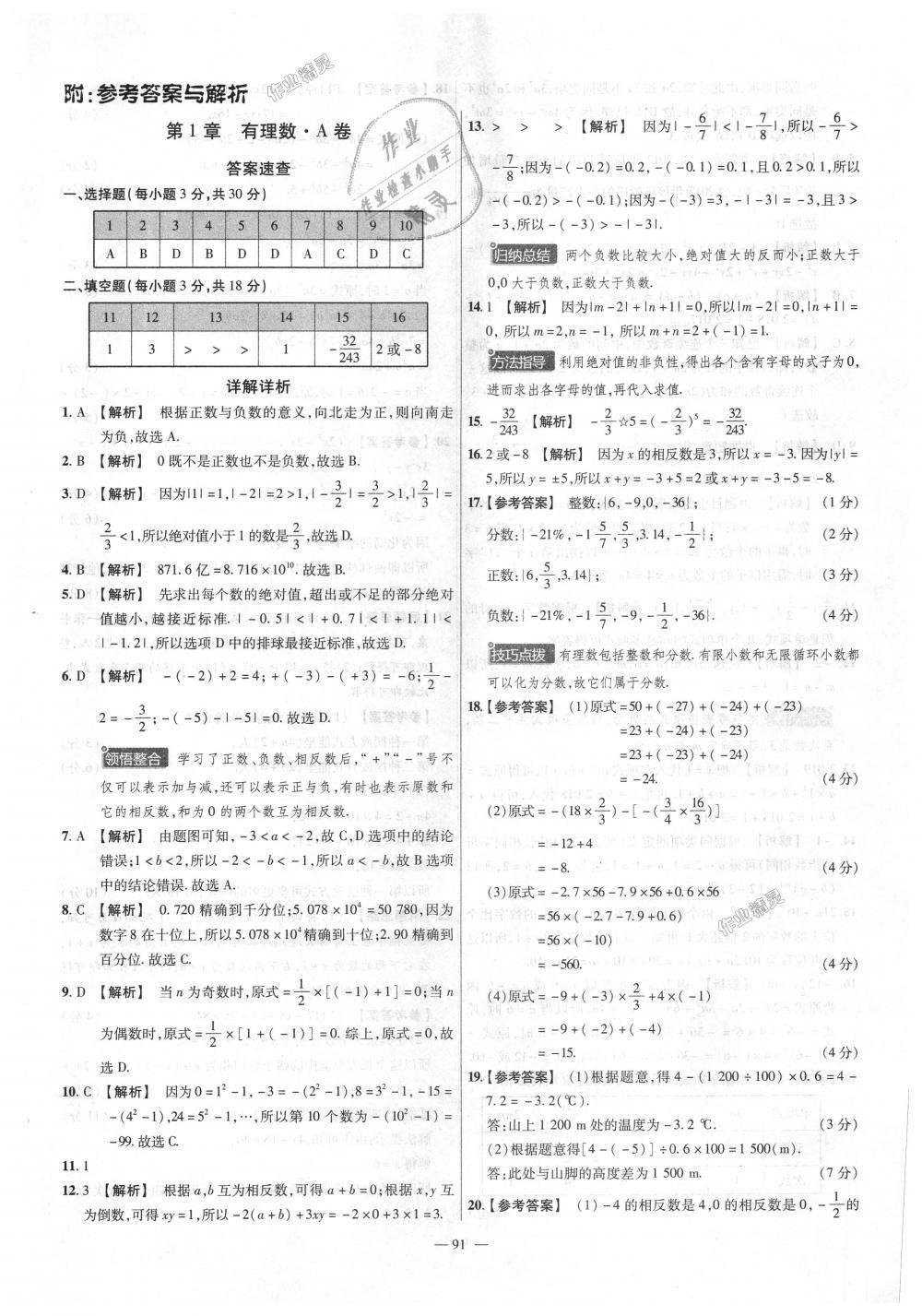 2018年金考卷活頁題選七年級數(shù)學(xué)上冊滬科版 第1頁