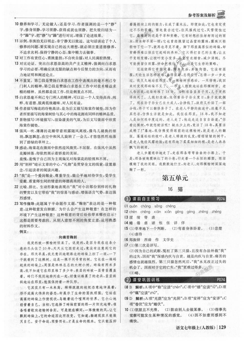 2018年1加1輕巧奪冠優(yōu)化訓練七年級語文上冊人教版銀版 第18頁