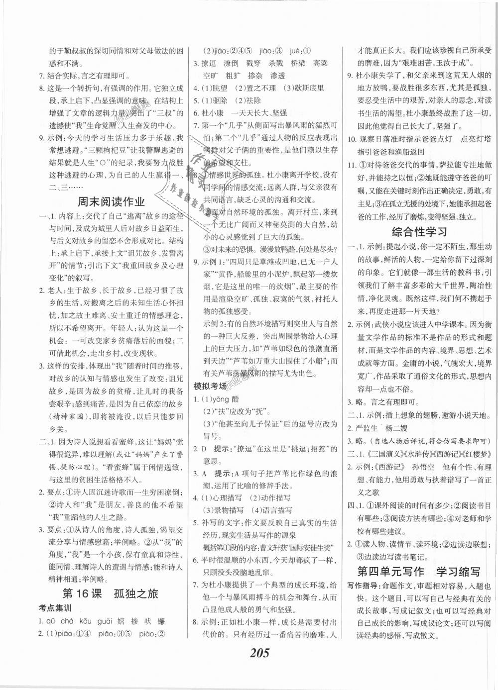 2018年全優(yōu)課堂考點(diǎn)集訓(xùn)與滿分備考九年級語文全一冊上人教版 第11頁