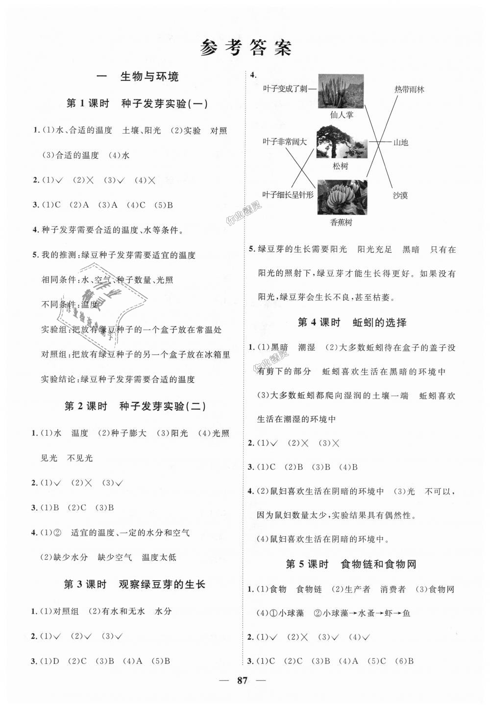 2018年阳光同学课时优化作业五年级科学上册教科版 第1页