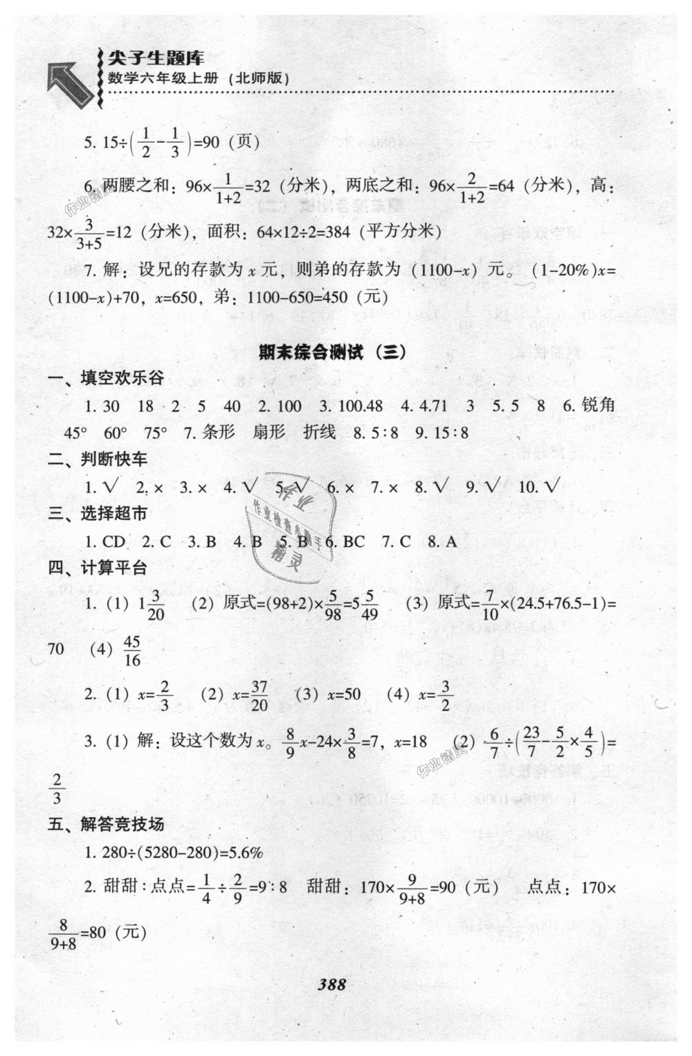 2018年尖子生题库六年级数学上册北师大版 第56页