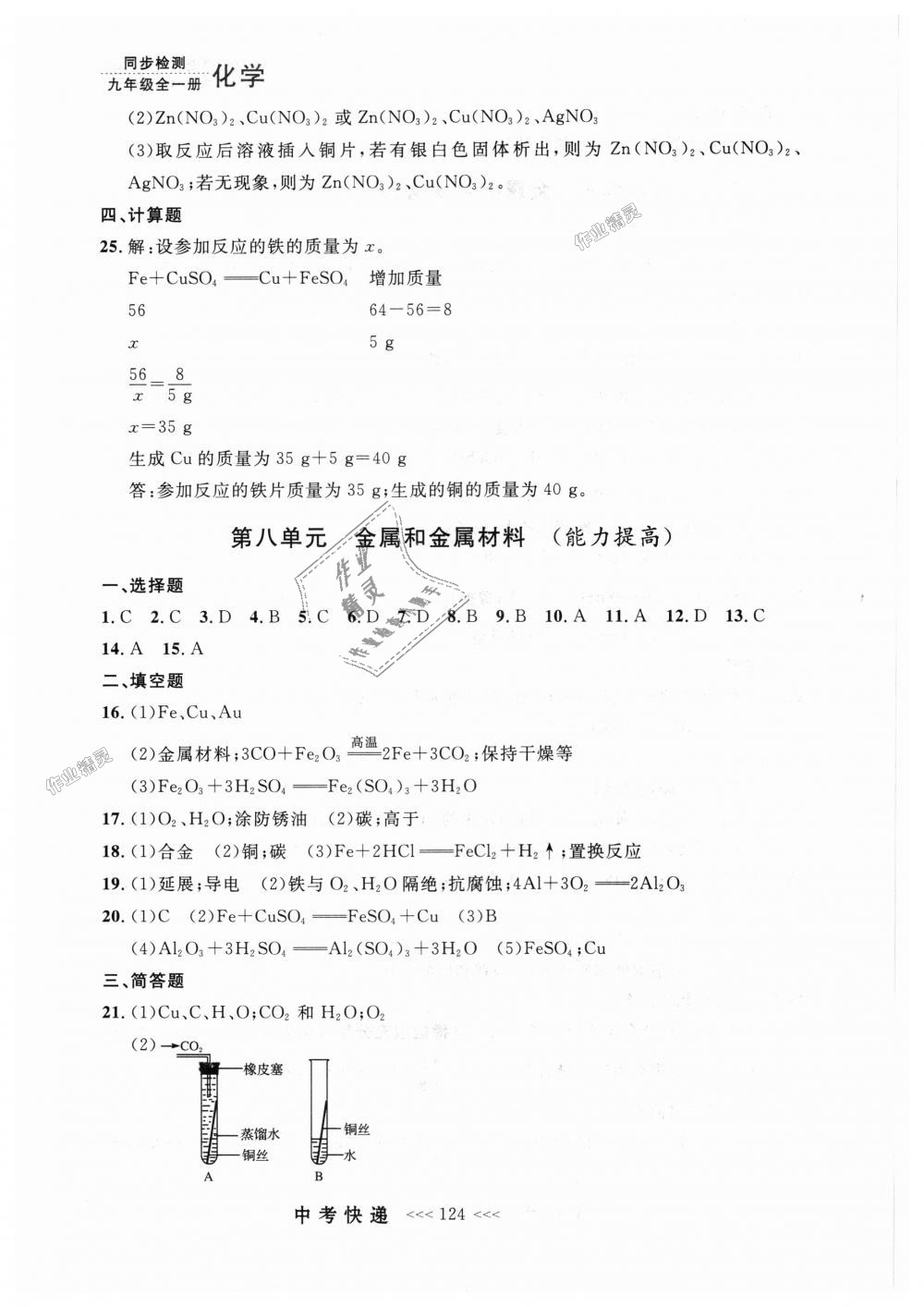 2018年中考快遞同步檢測九年級化學(xué)全一冊人教版 第36頁