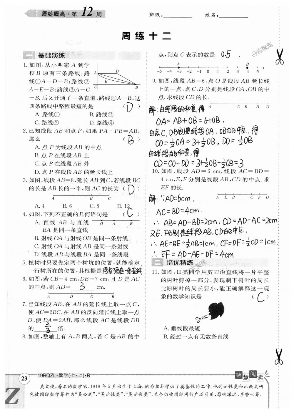 2018年日清周練限時提升卷七年級數(shù)學(xué)上冊人教版 第93頁