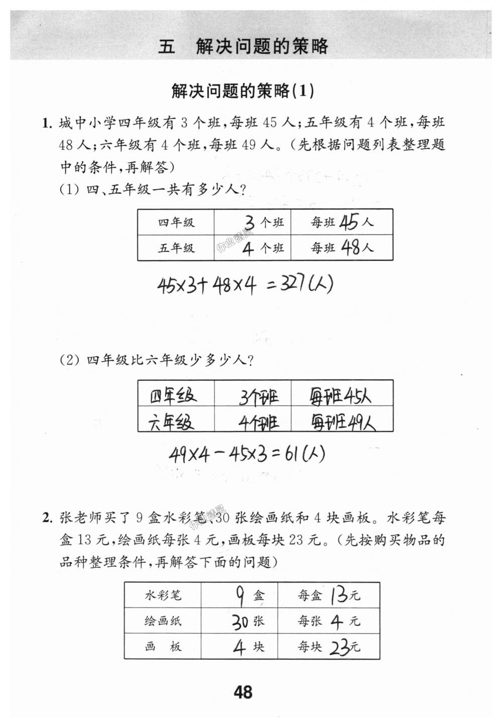 2018年数学补充习题四年级上册苏教版江苏凤凰教育出版社答案精英家教