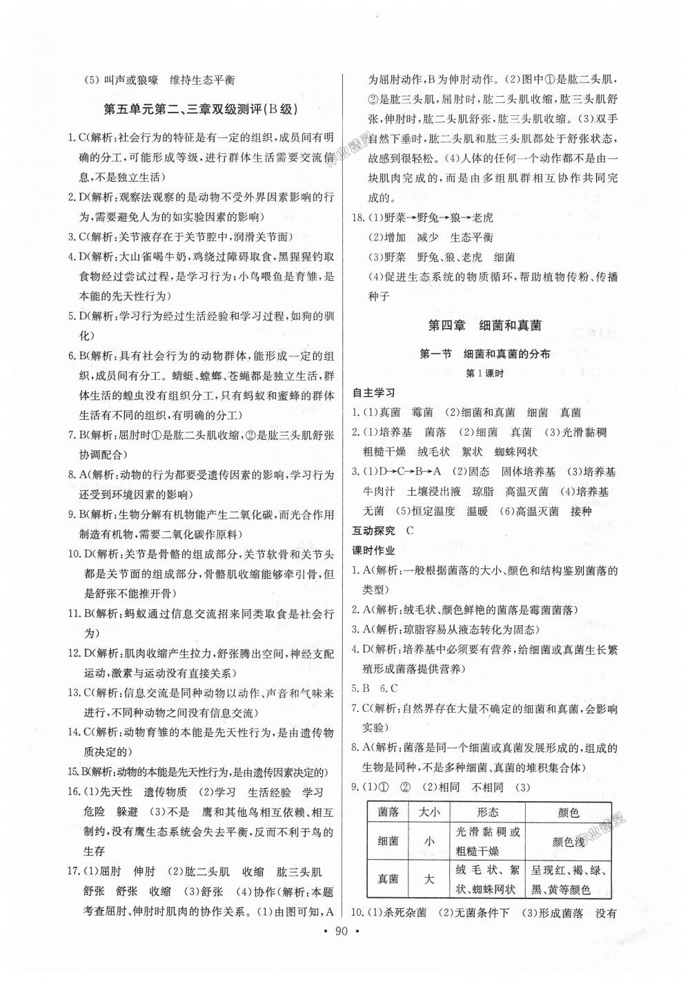 2018年长江全能学案同步练习册八年级生物学上册人教版 第8页