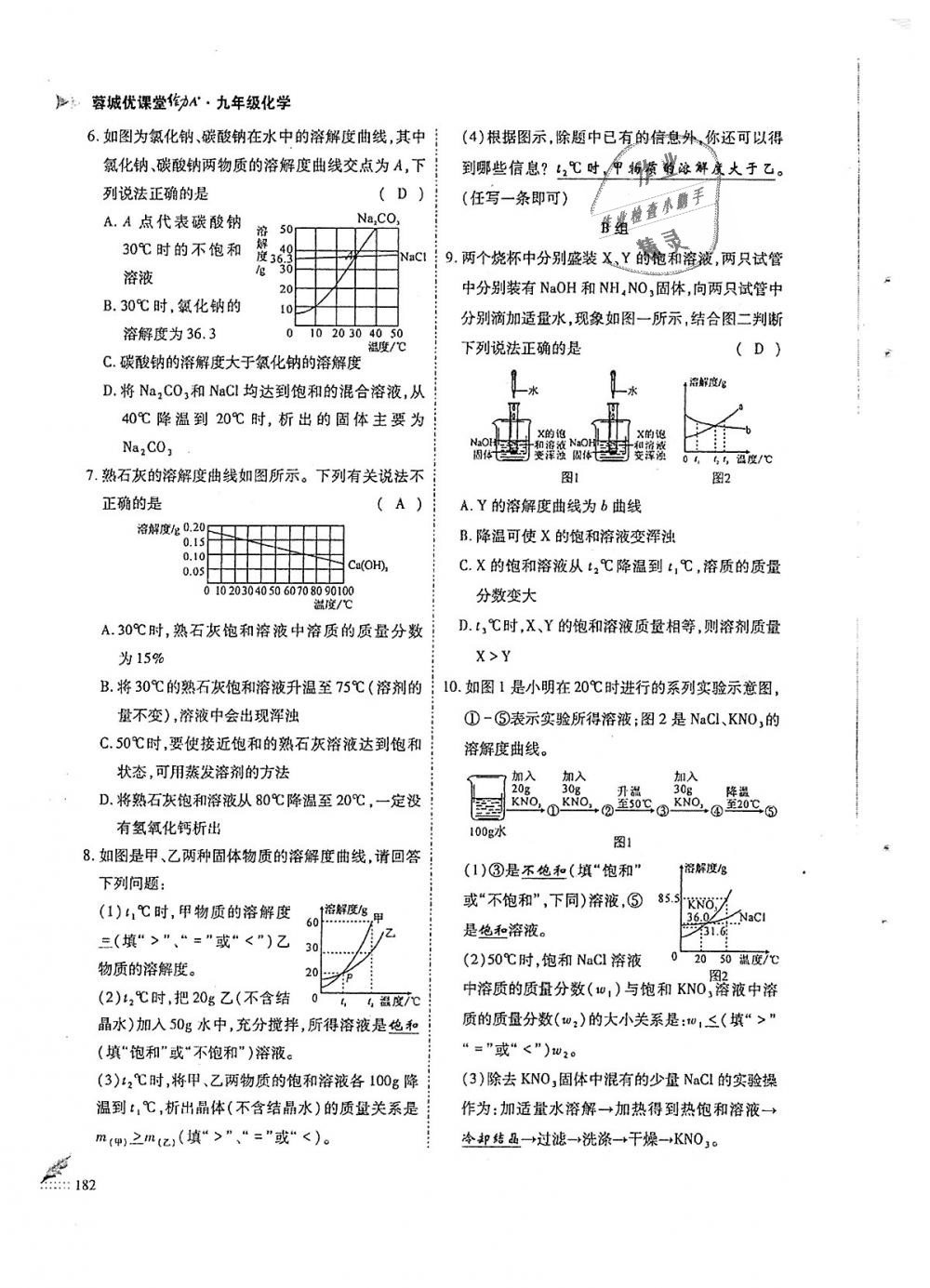 2018年蓉城优课堂给力A加九年级化学全一册人教版 第182页