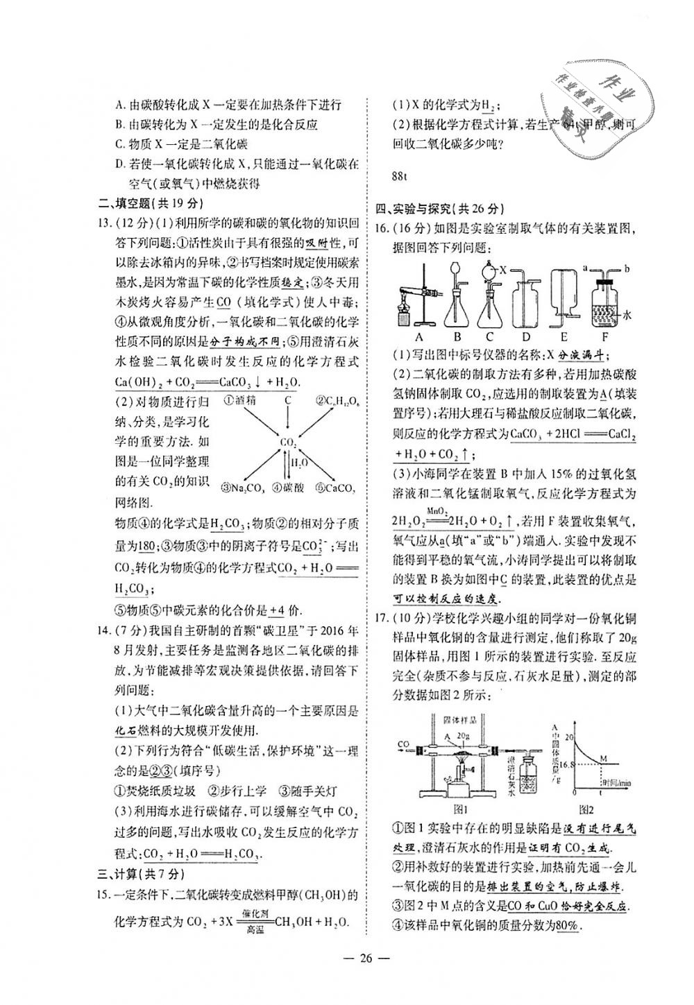 2018年蓉城优课堂给力A加九年级化学全一册人教版 第252页