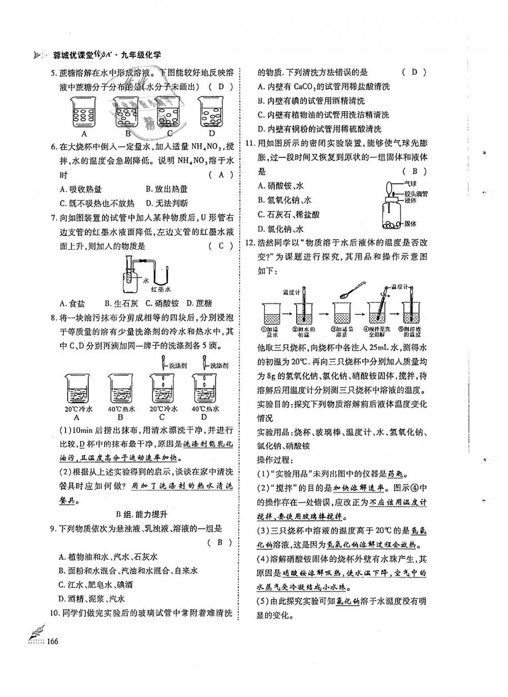 2018年蓉城优课堂给力A加九年级化学全一册人教版 第166页