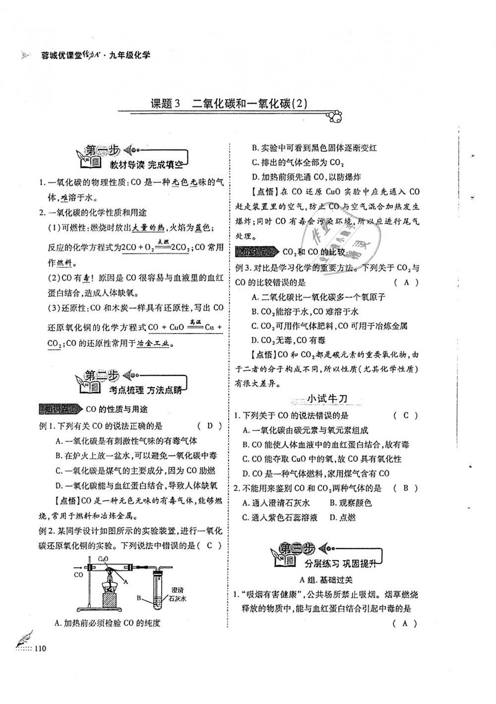 2018年蓉城优课堂给力A加九年级化学全一册人教版 第110页