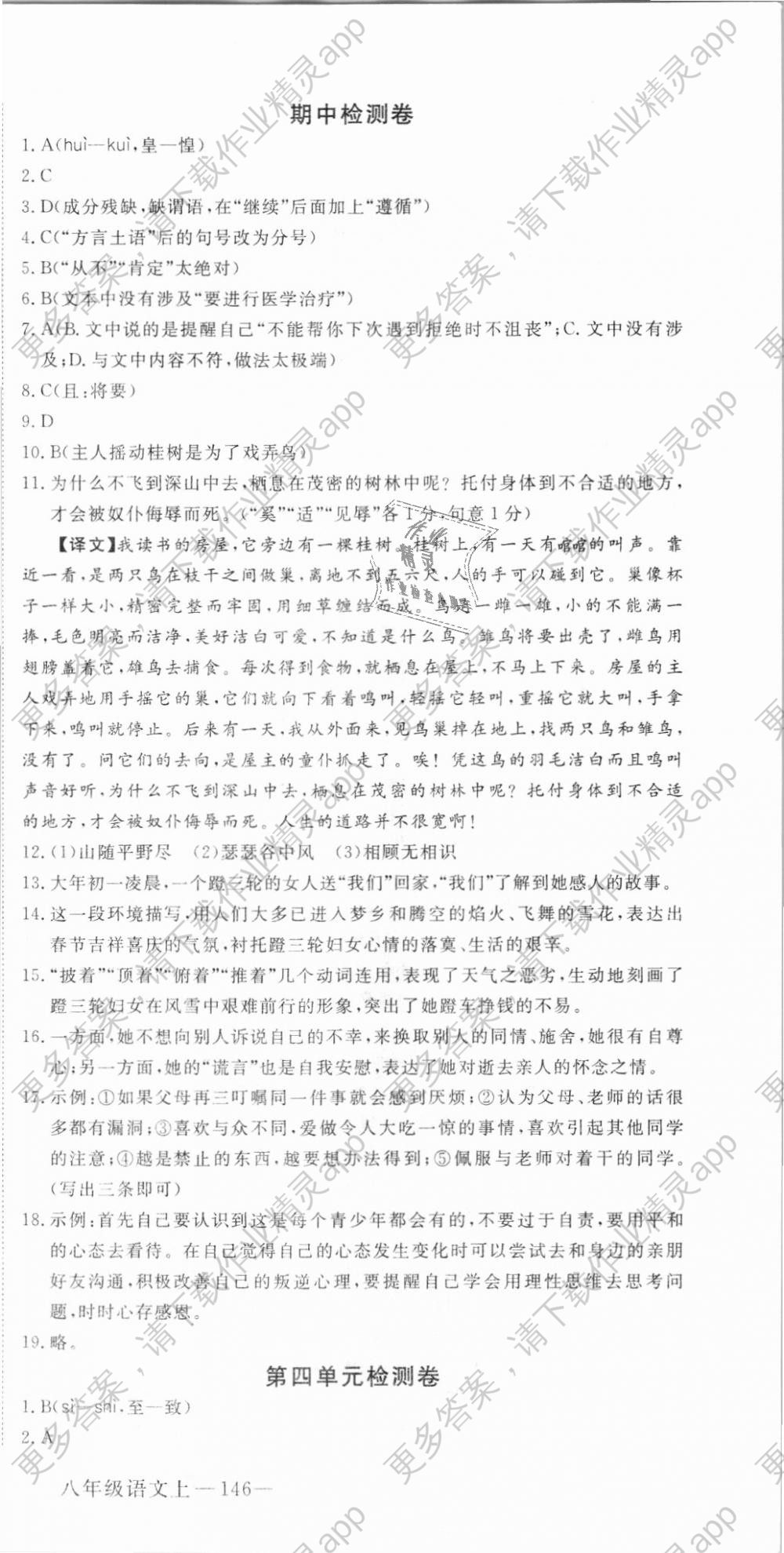 2018年优翼学练优核心素养提升训练八年级语