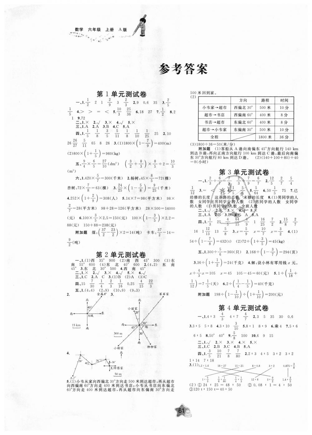 2018年新課程學(xué)習(xí)與測評(píng)單元雙測六年級(jí)數(shù)學(xué)上冊(cè)A版 第1頁