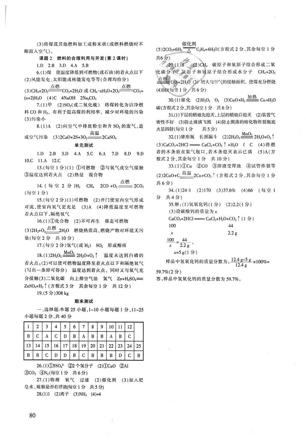 2018年化學(xué)配套綜合練習(xí)九年級(jí)上冊(cè)人教版甘肅文化出版社 第5頁(yè)