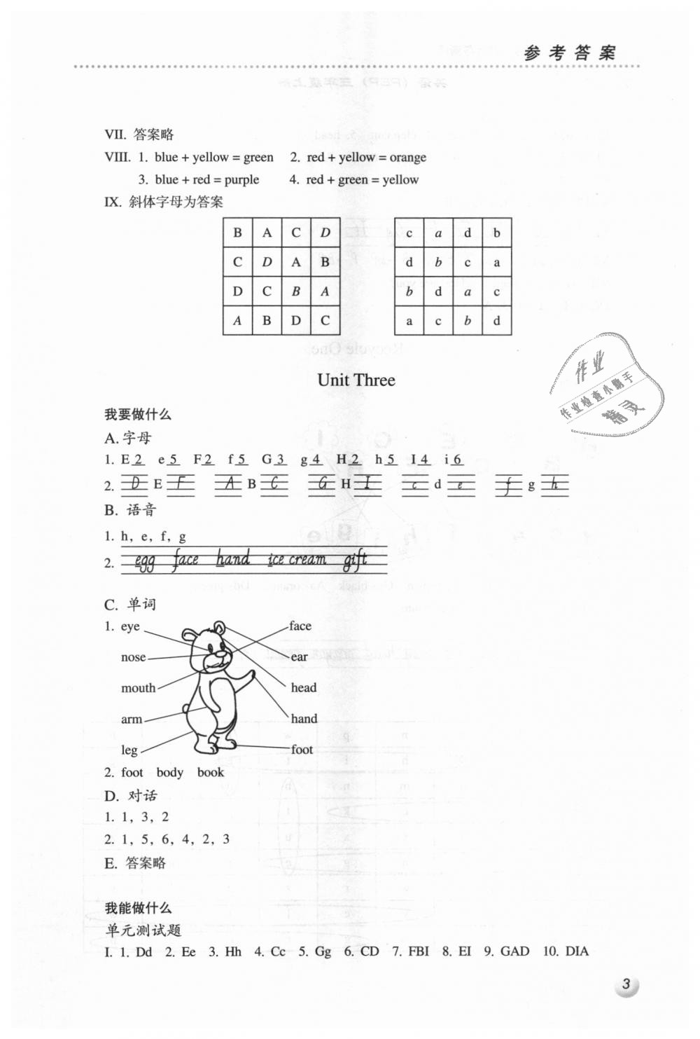 2018年人教金学典同步解析与测评三年级英语上册人教PEP版 第3页