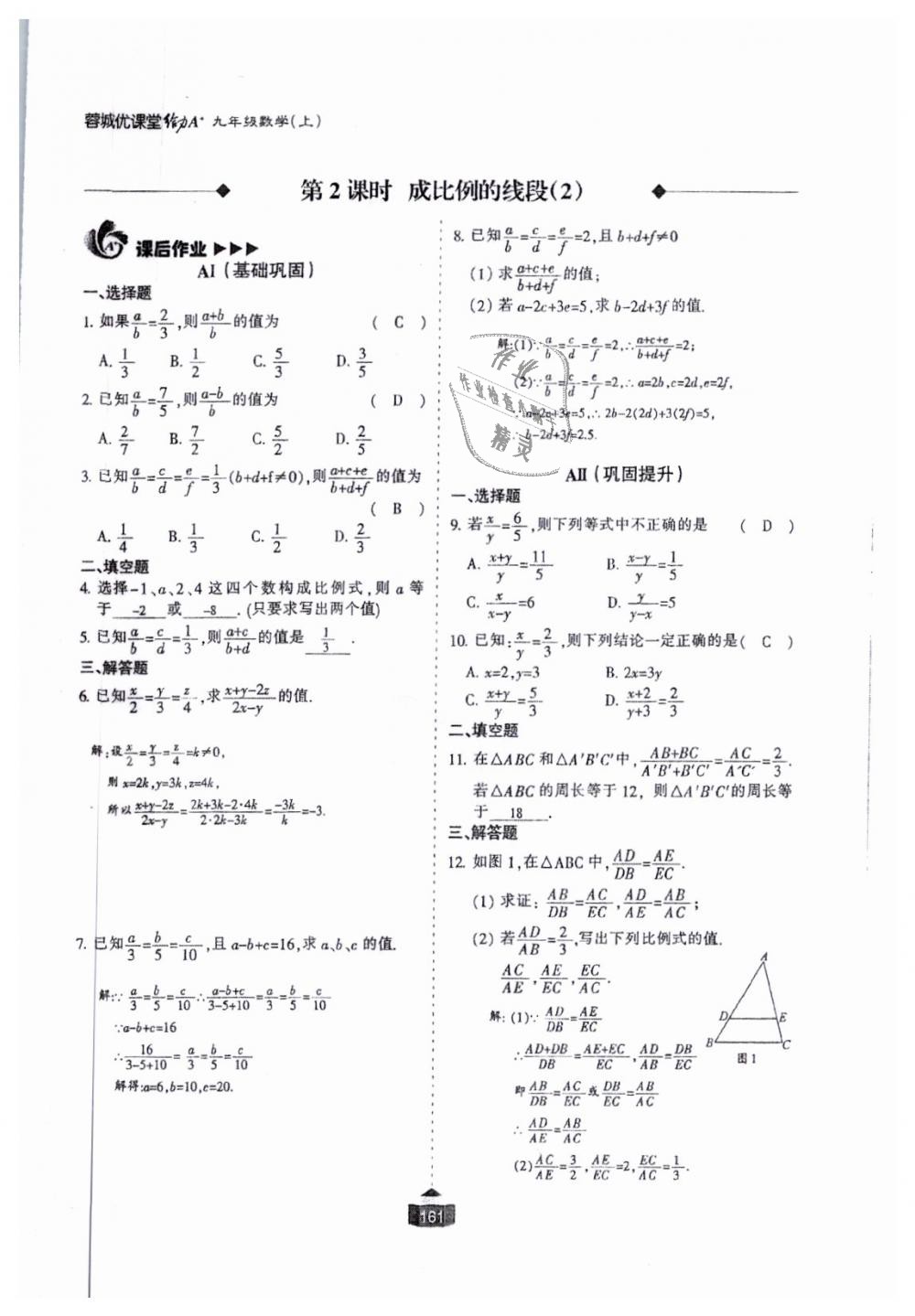 2018年蓉城课堂给力A加九年级数学全一册北师大版 第162页