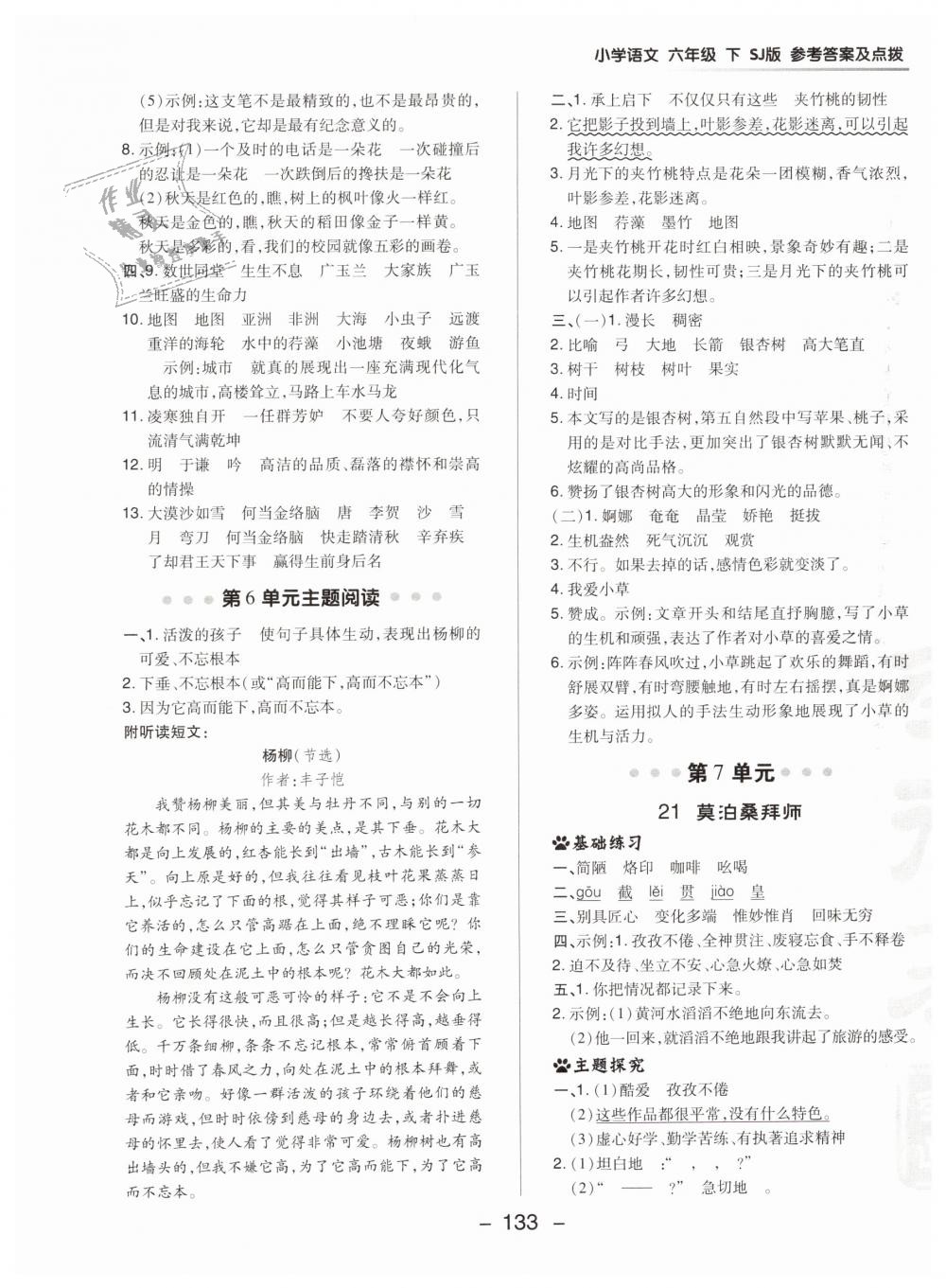 2019年綜合應用創(chuàng)新題典中點六年級語文下冊蘇教版 第21頁